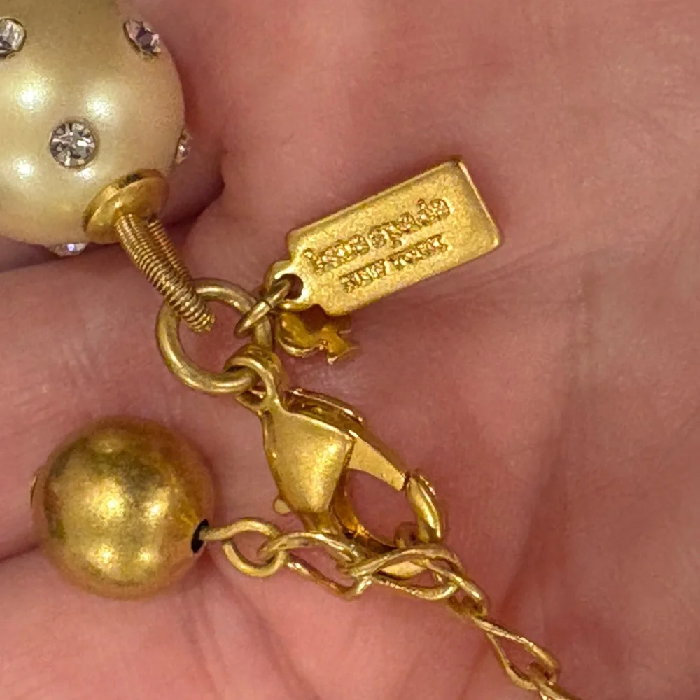 NWOT Kate Spade Pearl Crystal Necklace Adjustable Gold Accents